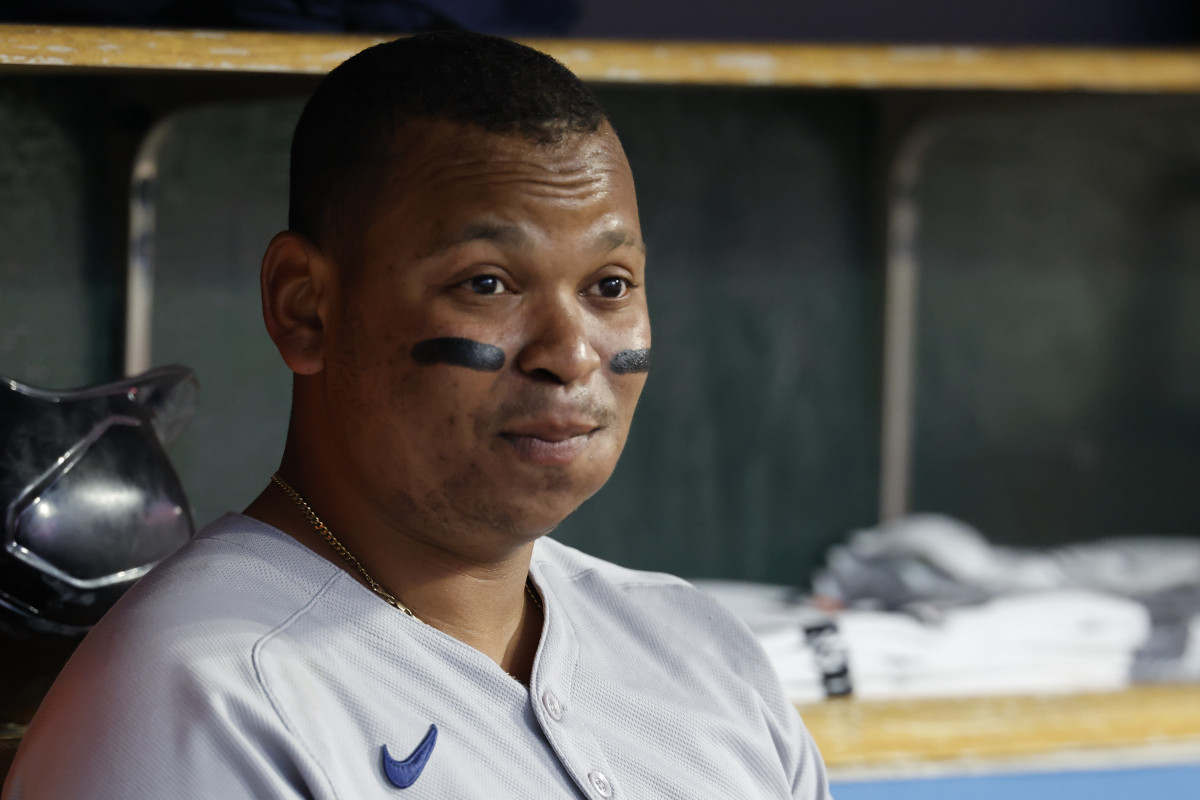 Boston Red Sox third base Rafael Devers (11) sits in dugout sixth inning against the Detroit Tigers at Comerica Park.