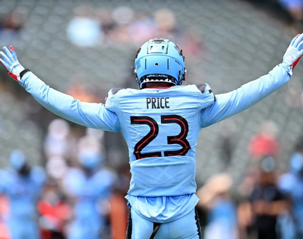 Defensive back Jayden Price with the Arlington Renegades of the UFL. Credit: Pro Football Newsroom
