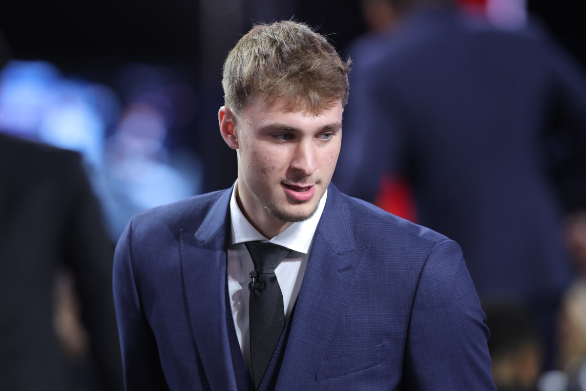 Cooper Flagg at the 2025 NBA Draft at Barclays Center.