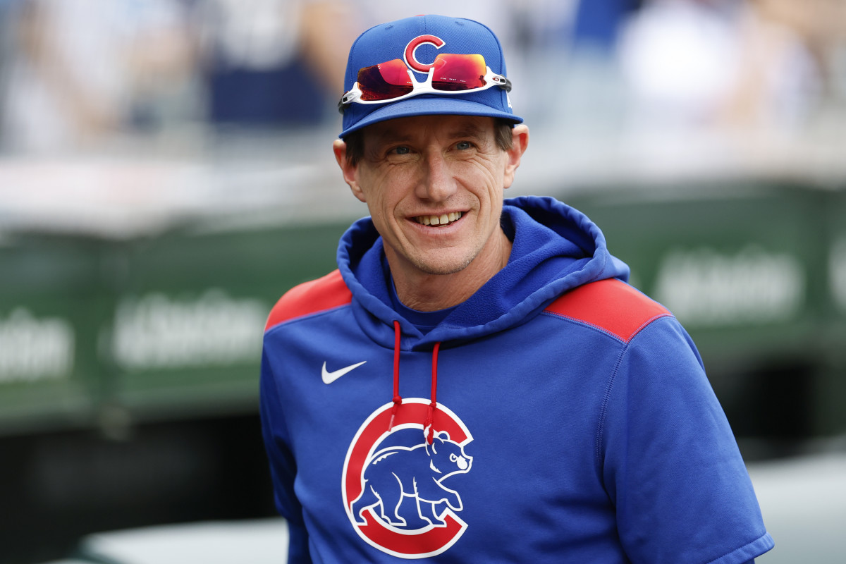 Chicago Cubs manager Craig Counsell (11) smiles before a game between the Cubs and Arizona Diamondbacks at Wrigley Field. 