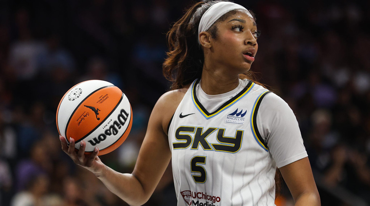 Chicago Sky forward Angel Reese is seen during her team’s game against the Phoenix Mercury at Footprint Center on Aug. 18, 2024.