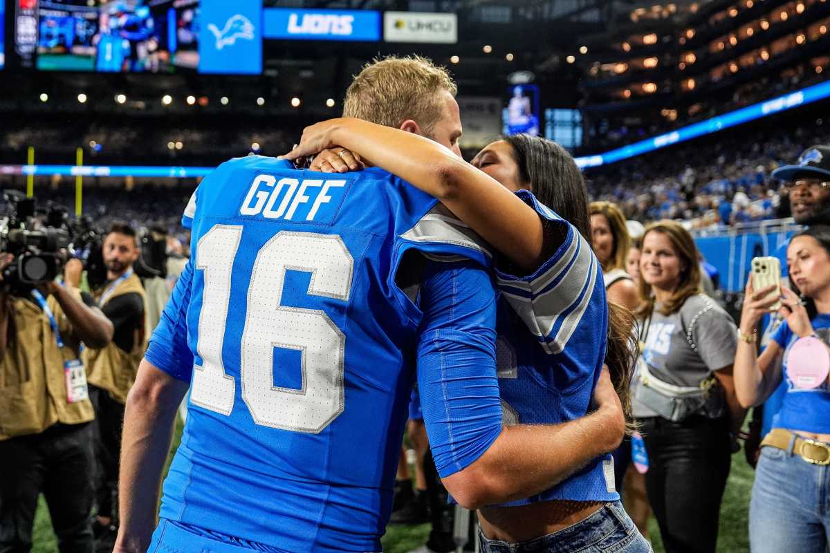 Jared Goff and his wife, Christen Harper.