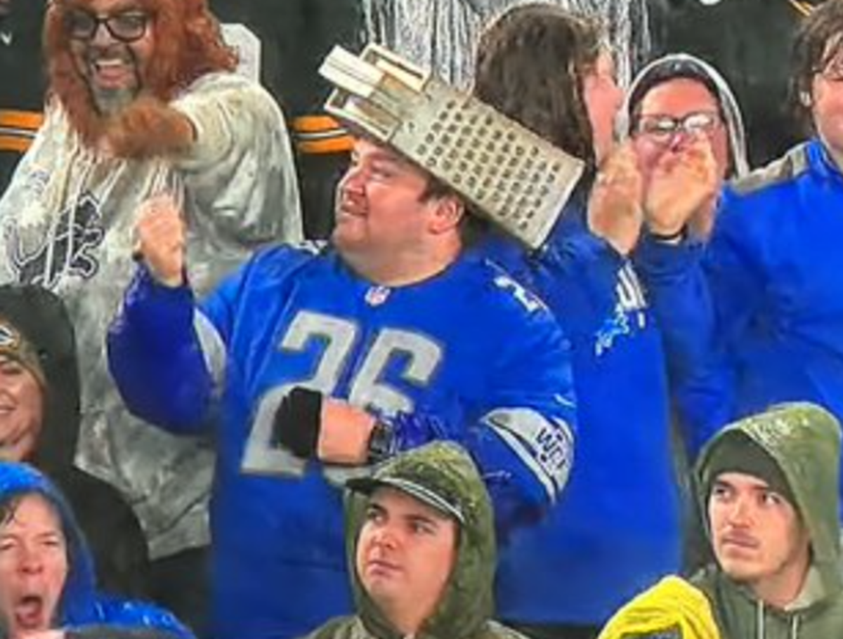 Lions Fan Going Viral for Creative Cheese Grater Hat at Lions vs ...