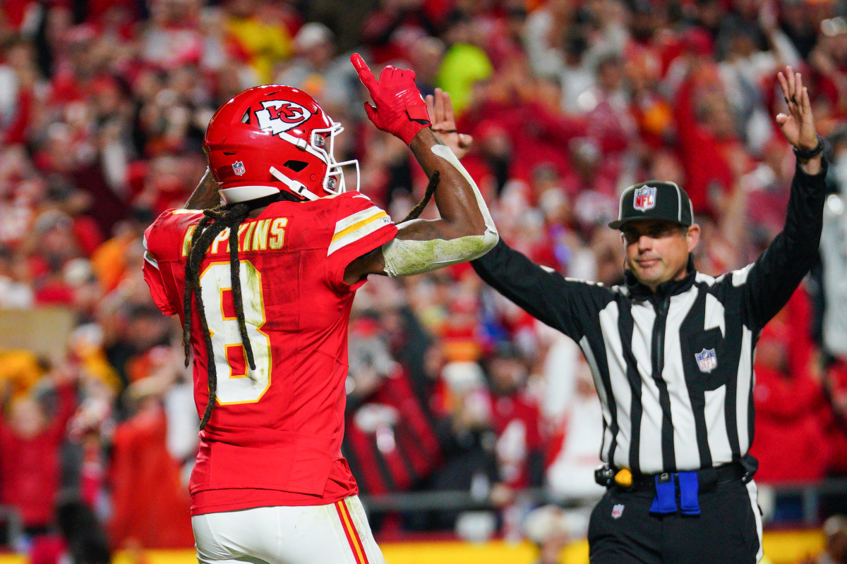 DeAndre Hopkins celebrates after scoring.