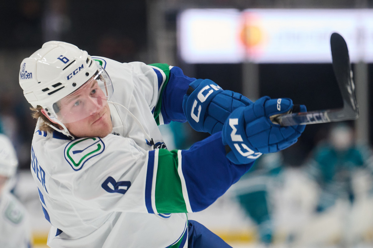 Canucks' Brock Boeser Exits Game After Illegal Hit to Head by Opponent -  Athlon Sports