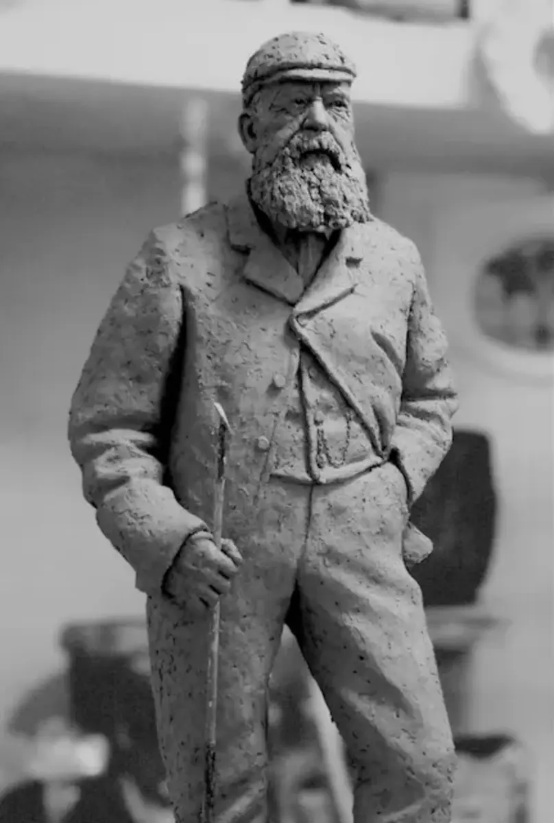 A clay rendition of the new statue of Old Tom Morris