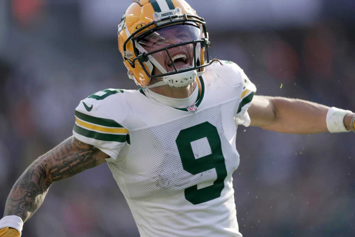 Wide receiver Christian Watson of the Green Bay Packers.