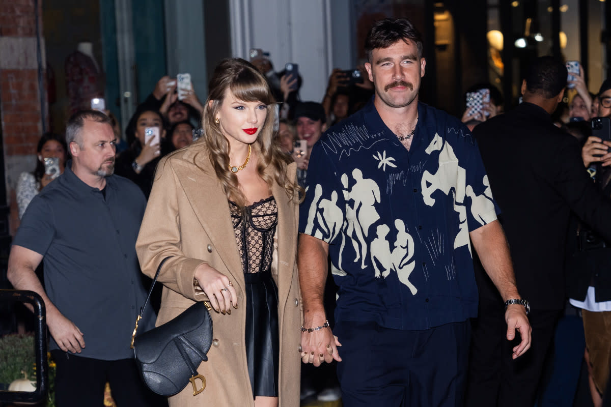 Taylor Swift and Travis Kelce are seen in SoHo on Oct. 11, 2024, in New York City.