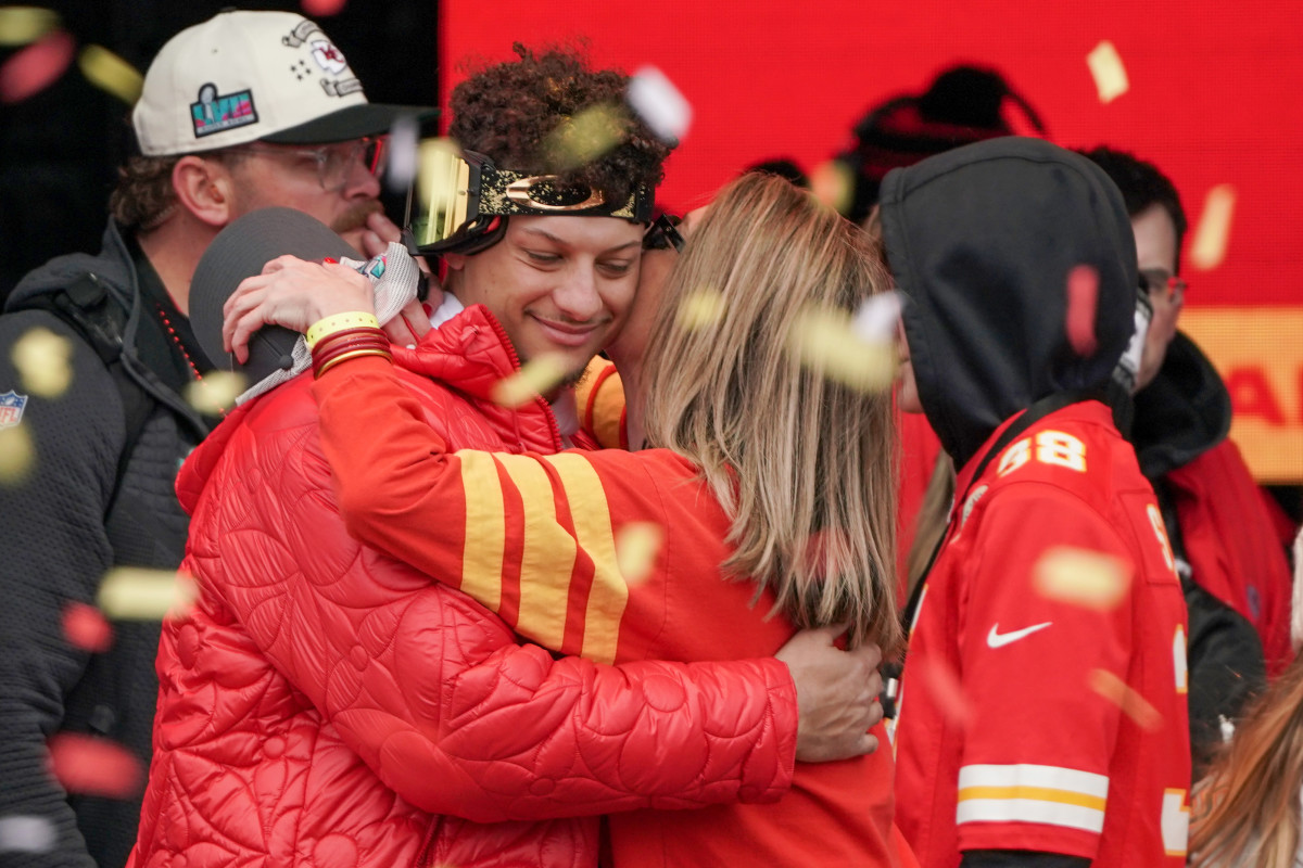 Kansas City Chiefs quarterback Patrick Mahomes (15) and his mother, Randi Mahomes.