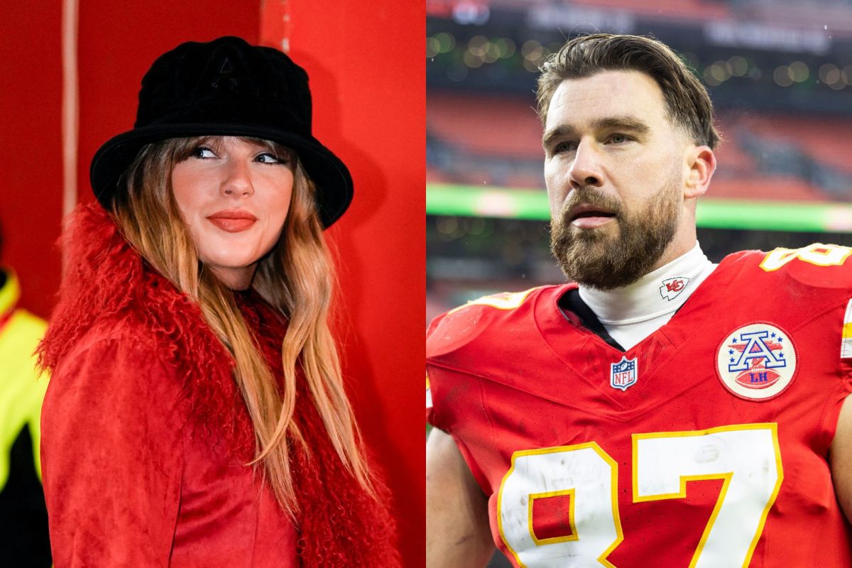 Chiefs tight end Travis Kelce and his girlfriend, Taylor Swift.