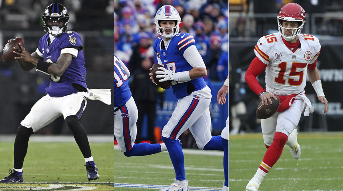 Lamar Jackson, Josh Allen and Patrick Mahomes