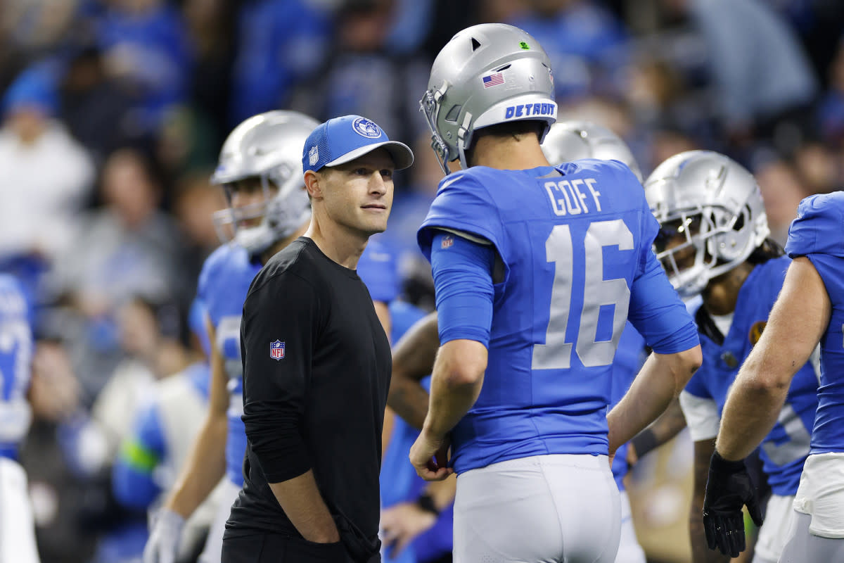 Ben Johnson is now a division rival in Chicago after leading the Lions' offense with QB Jared Goff. (Photo by Mike Mulholland/Getty Images)
