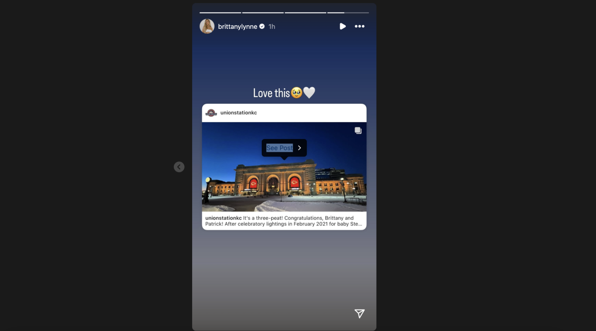 Brittany Mahomes' Instagram story post.