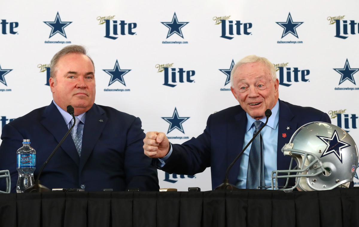 Former Dallas Cowboys head coach Mike McCarthy and Cowboys owner Jerry Jones