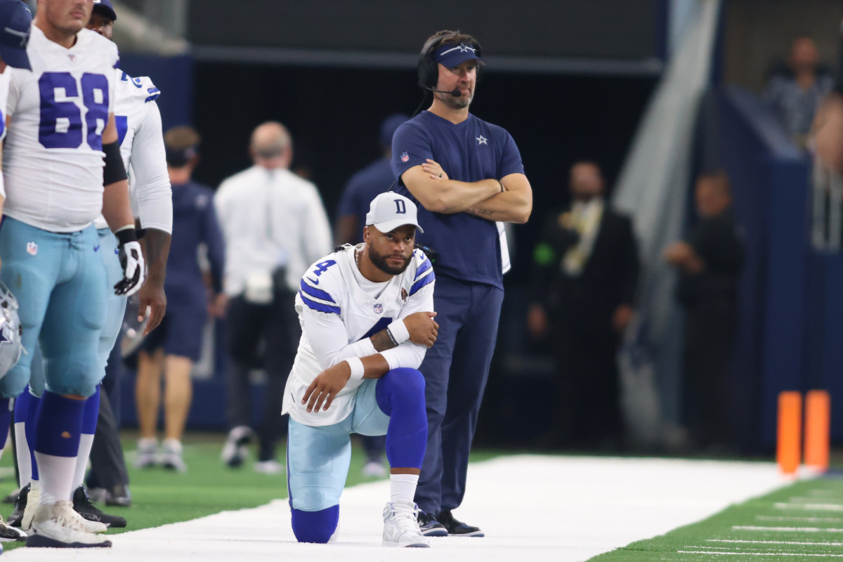 Dak Prescott (4) and Brian Schottenheimer