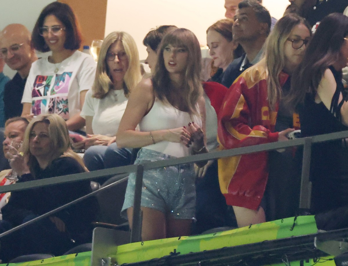 Taylor Swift attends Super Bowl LIX between the Philadelphia Eagles and the Kansas City Chiefs at the Superdome.