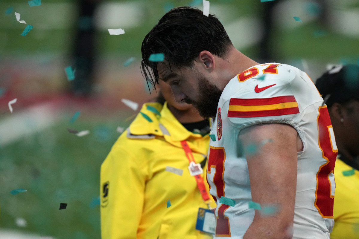 Kansas City Chiefs tight end Travis Kelce after the Eagles won Super Bowl LIX.