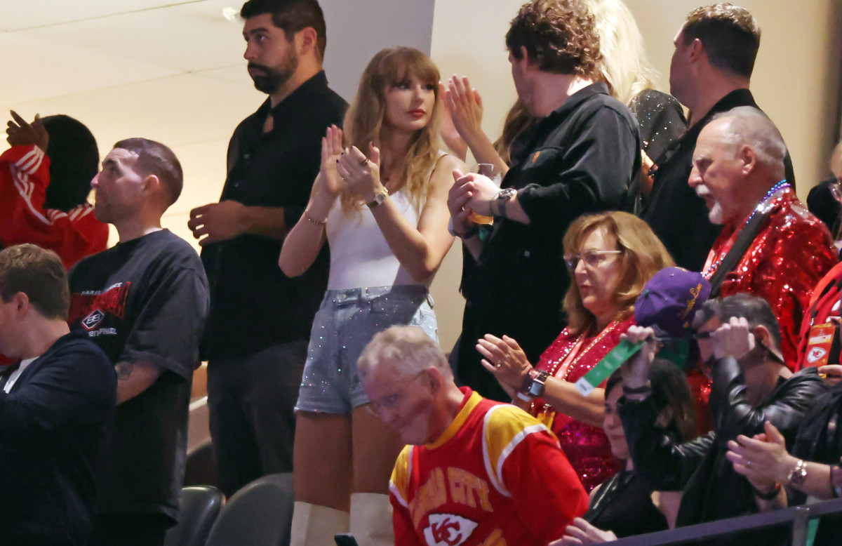 Recording artist Taylor Swift in attendance in Super Bowl LIX between the Philadelphia Eagles and the Kansas City Chiefs at Ceasars Superdome.