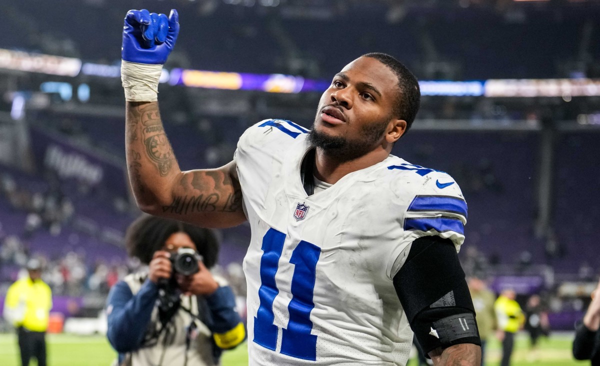 Nov 20, 2022; Minneapolis, Minnesota, USA; Dallas Cowboys linebacker Micah Parsons (11) looks on following the game against the Minnesota Vikings at U.S. Bank Stadium. Mandatory Credit: Brace Hemmelgarn-Imagn Images  