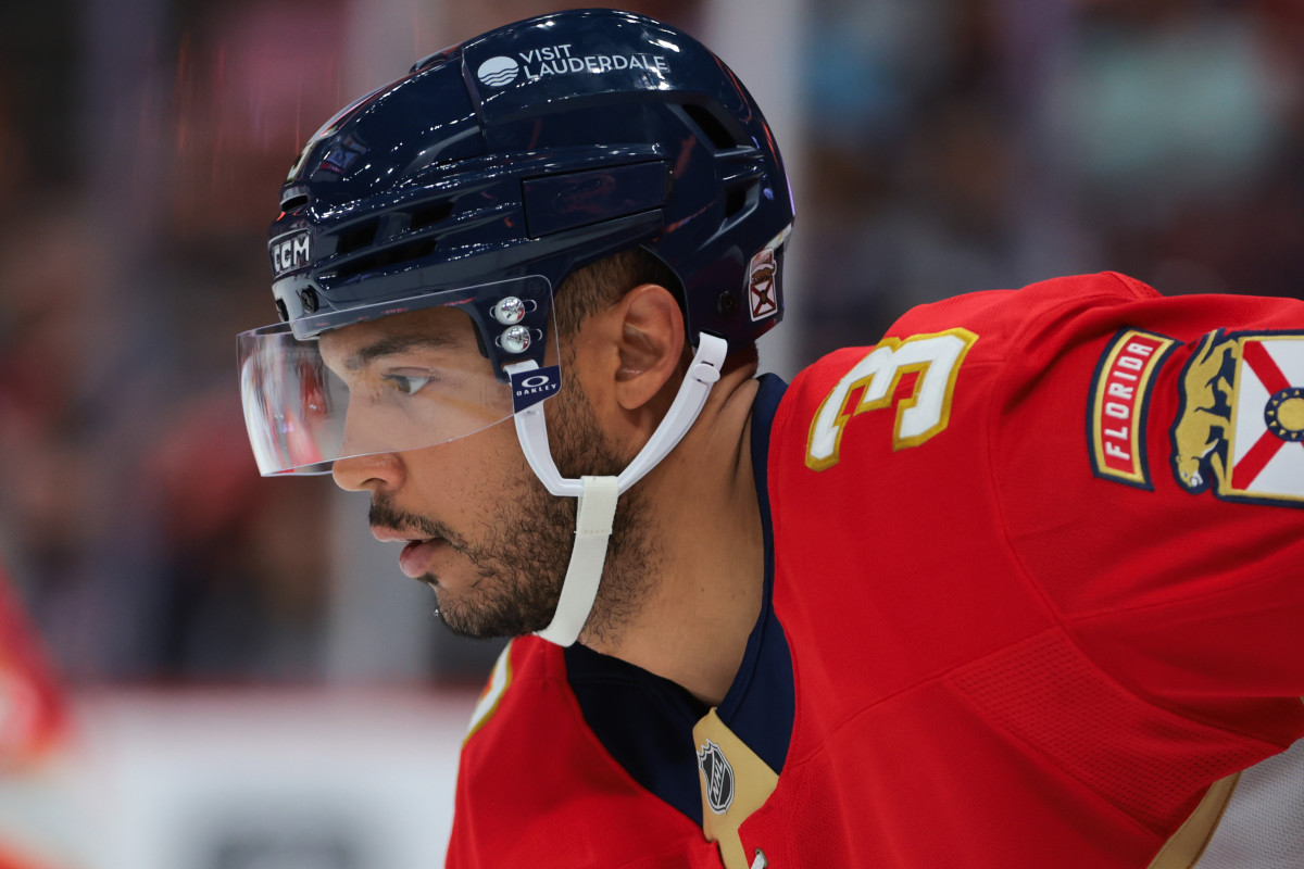 Florida Panthers defenseman Seth Jones (3) looks on against the Chicago Blackhawks.