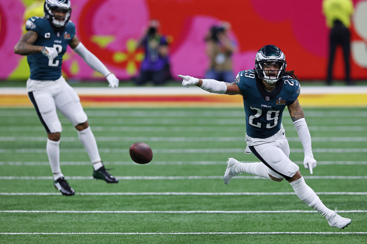 Avonte Maddox celebrating during the Philadelphia Eagles' Super Bowl win