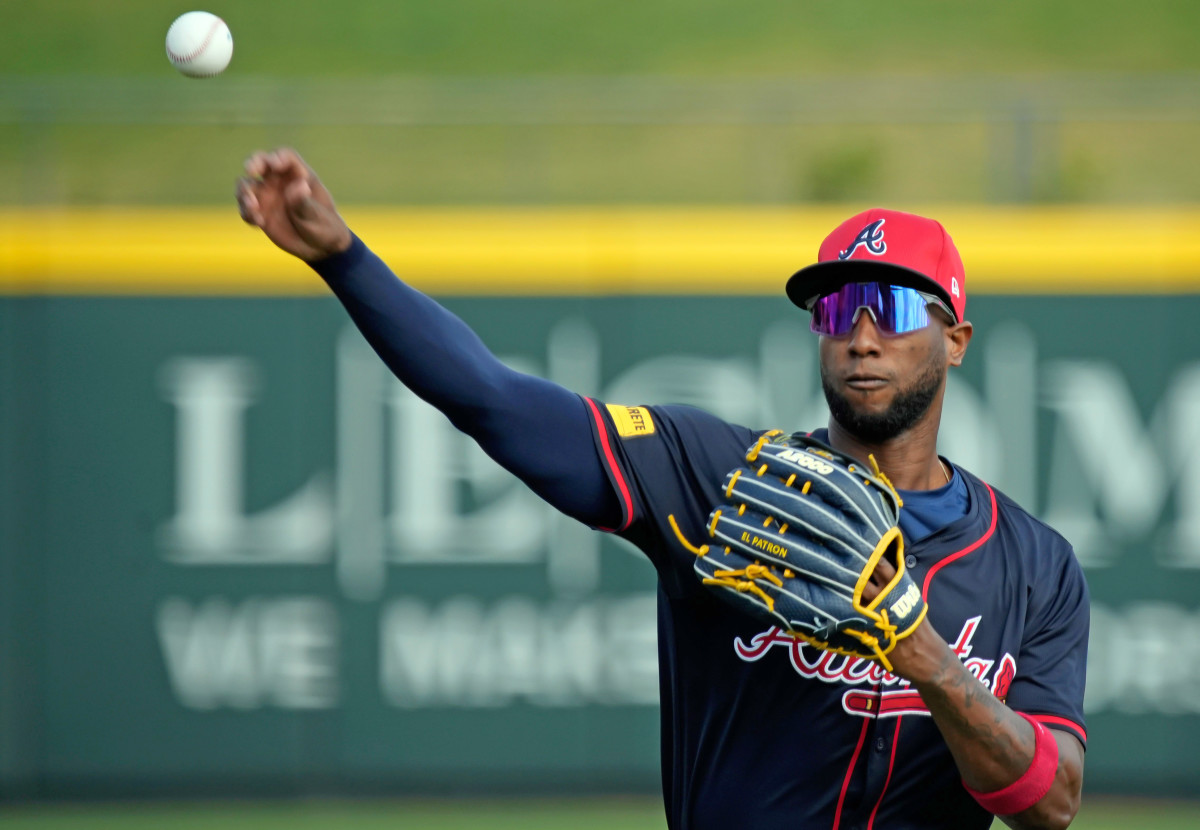 Atlanta Braves outfielder Jurickson Profar warms up at a spring training workout at CoolToday Park in North Port.