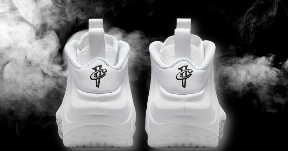 white foamposite laces