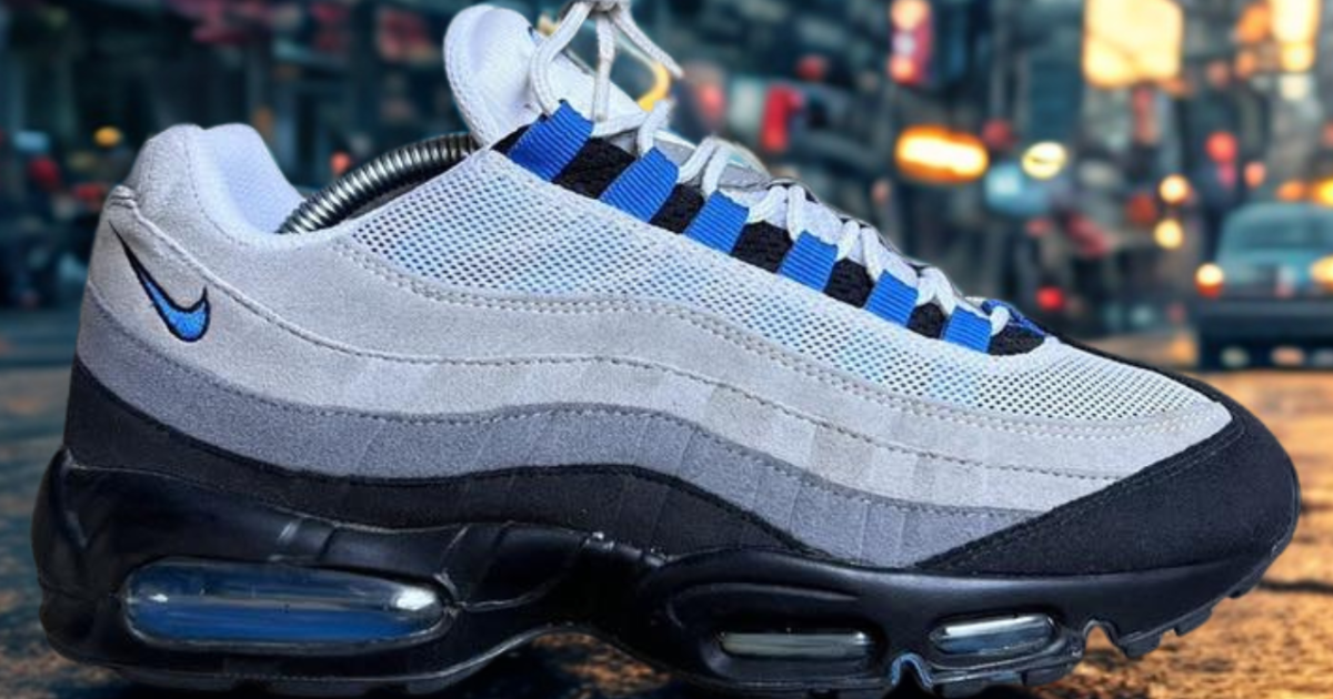 靴 Air Max 95 OG Cool Grey Blue Spark Air Max 95 'Cool Grey and Blue Spark' (IM7410-100) Release