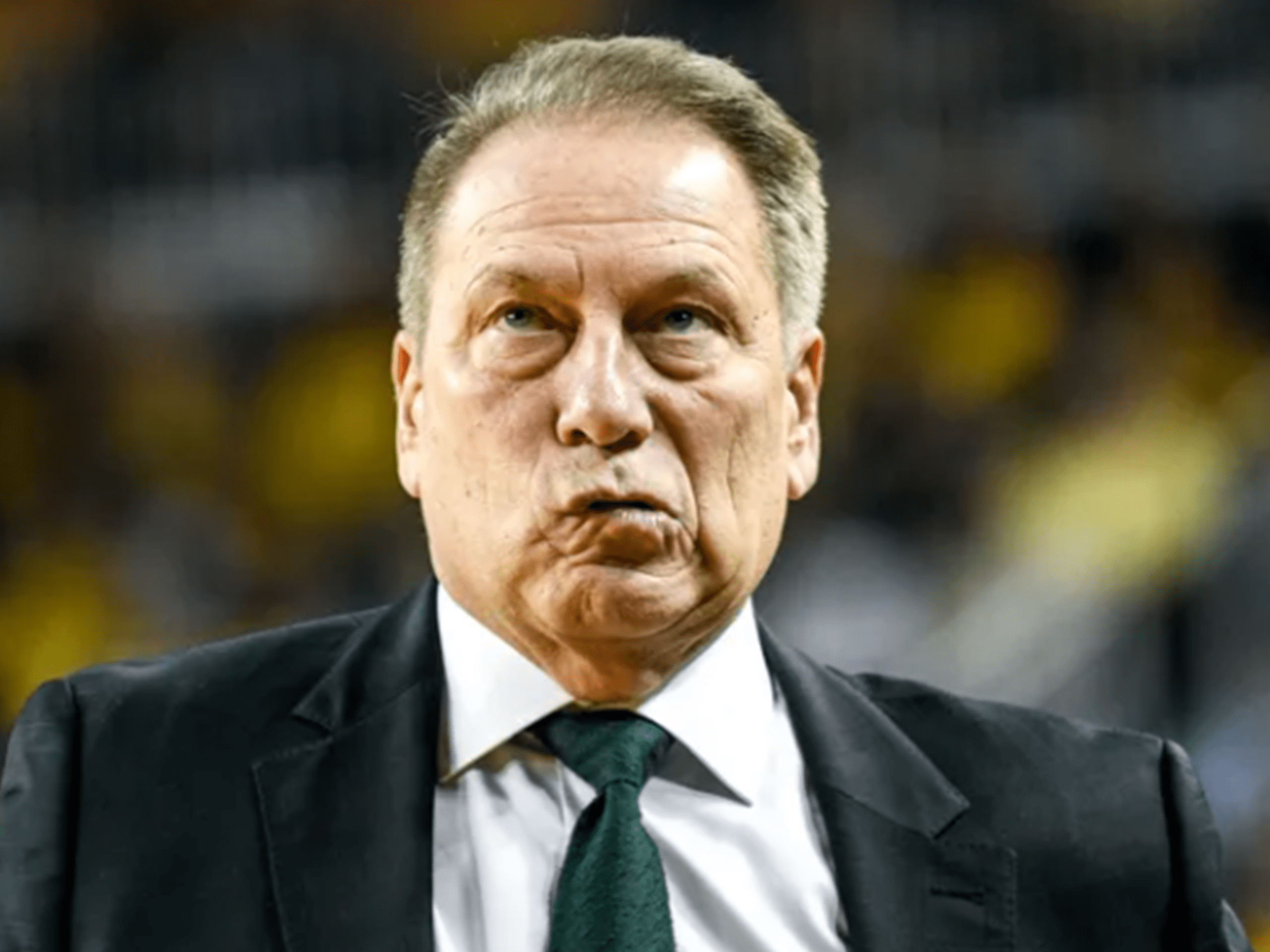 Tom Izzo appears confused during a Spartans game.