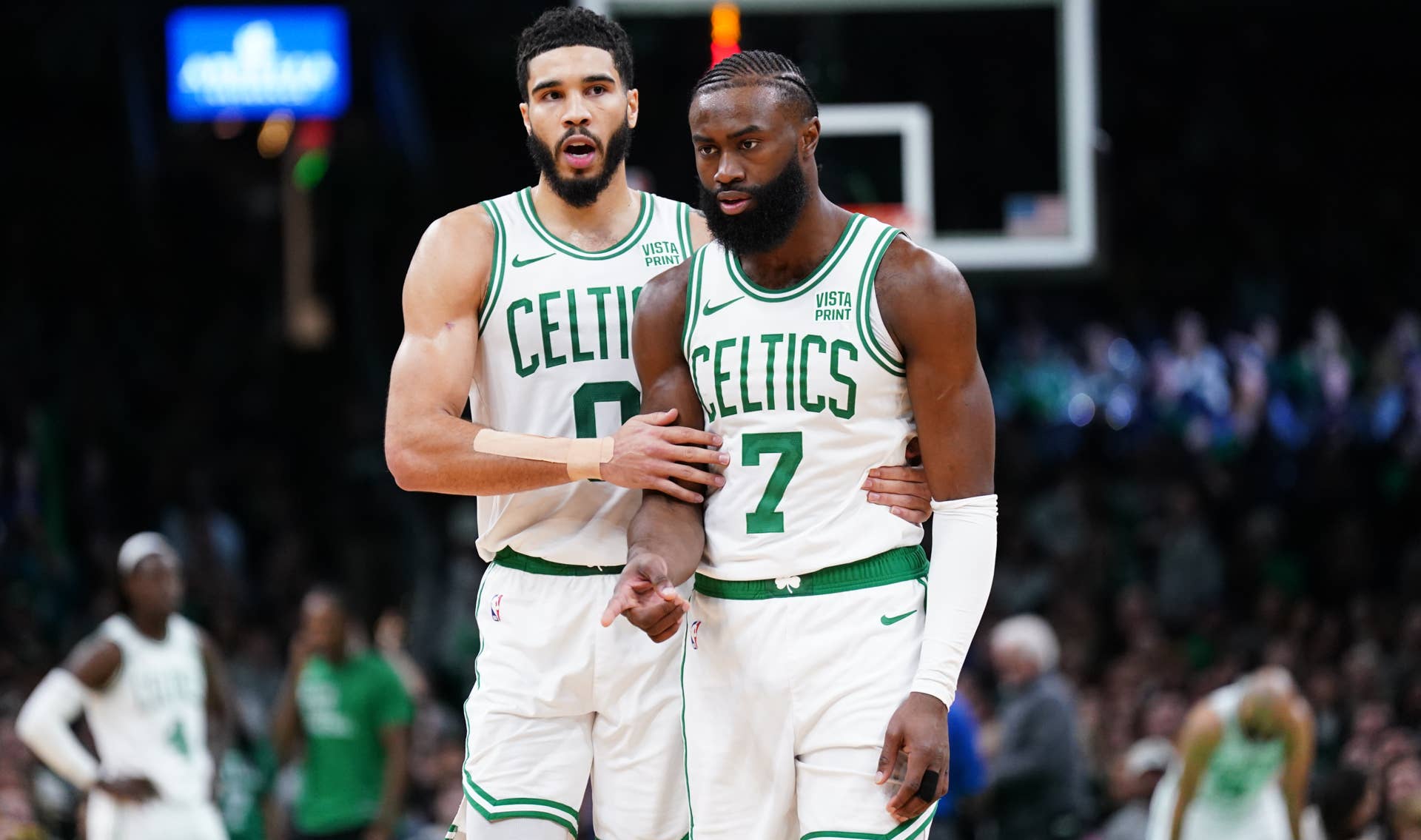 Boston Celtics forwards Jayson Tatum, Jaylen Brown