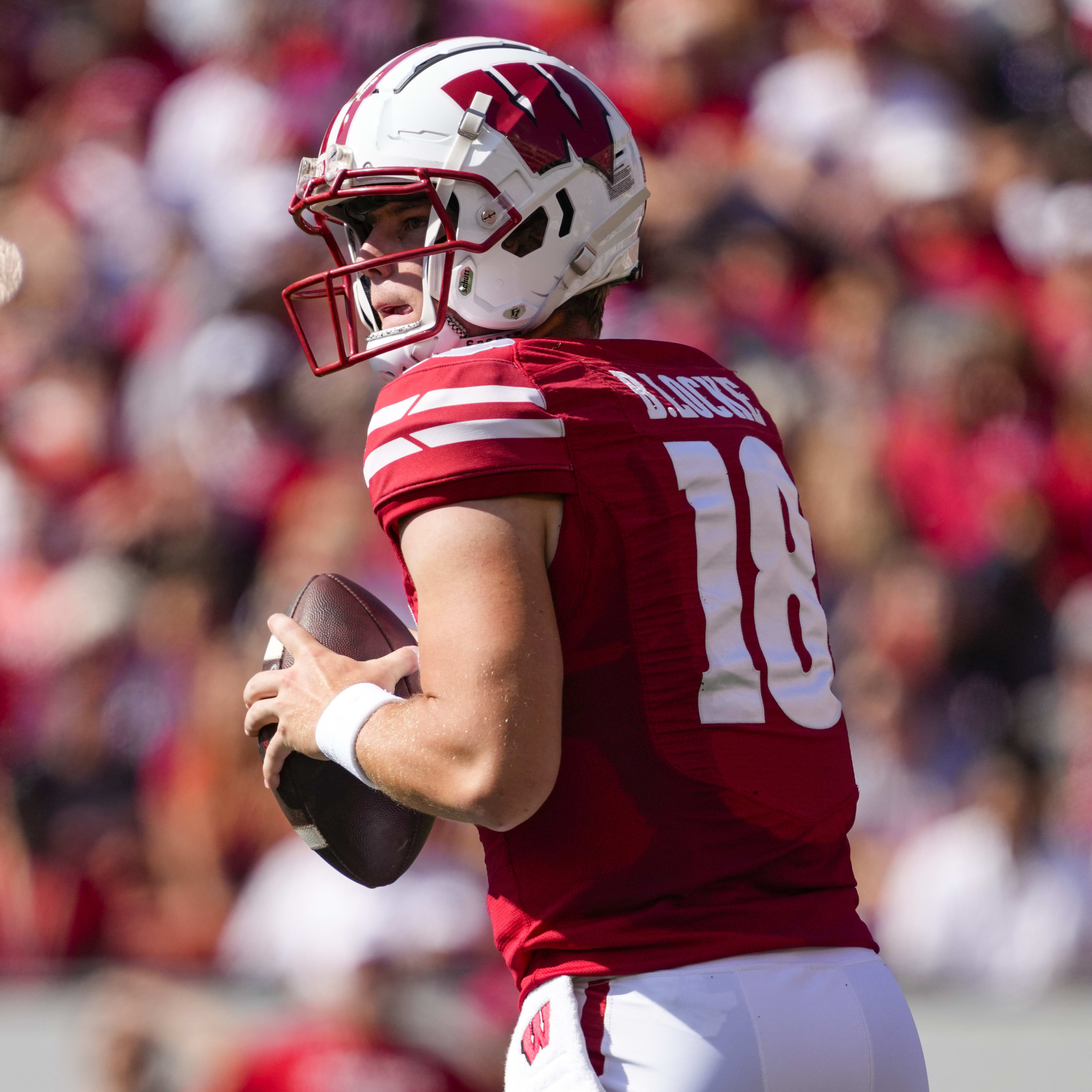 Wisconsin football quarterback Braedyn Locke addressed local media in Madison, Wisconsin on Tuesday ahead of his team's trip to play the Rutgers Scarlet Knights.