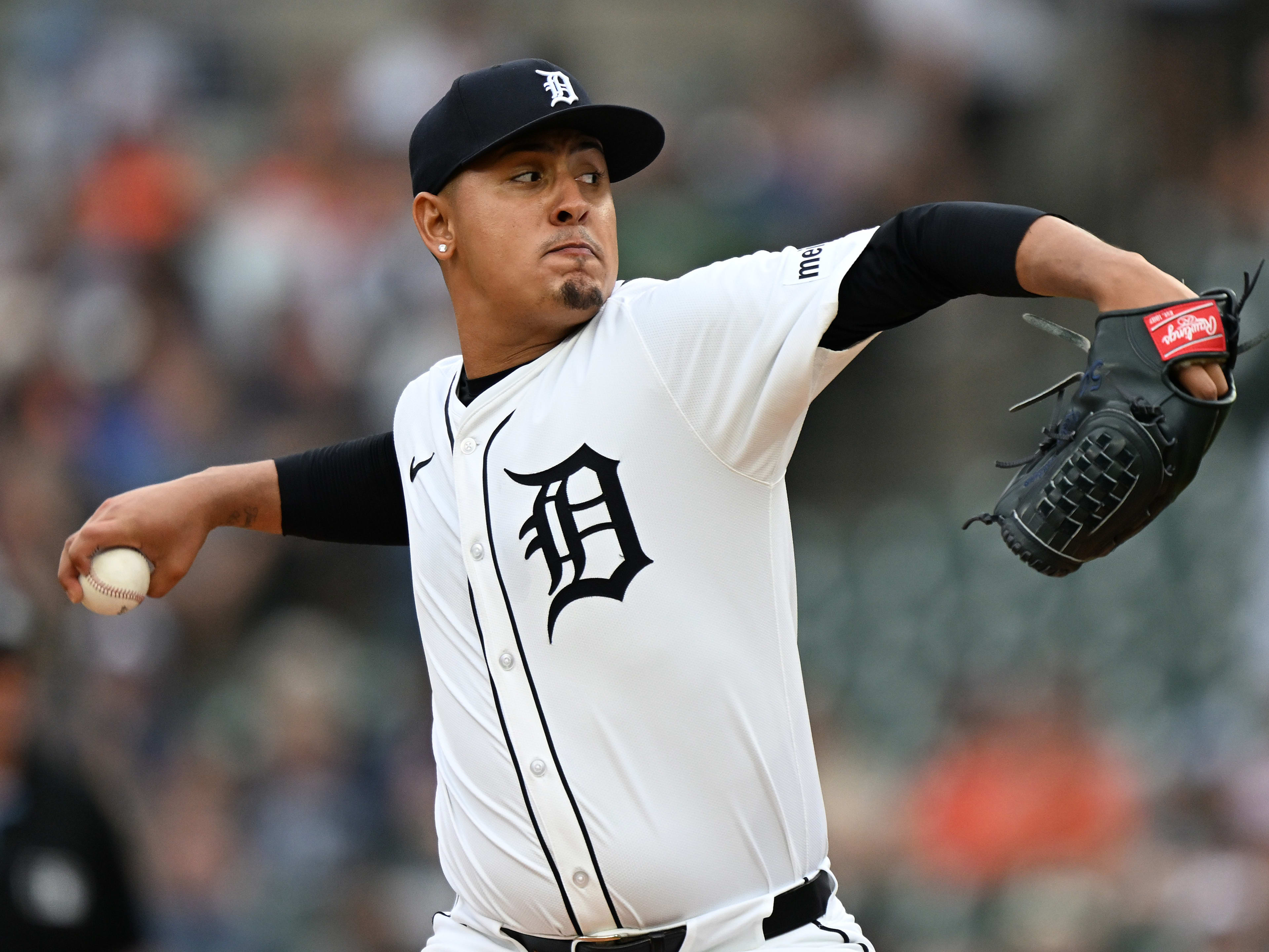 Detroit Tigers starting pitcher Keider Montero throws a pitch against the Tampa Bay Rays at Comerica Park.