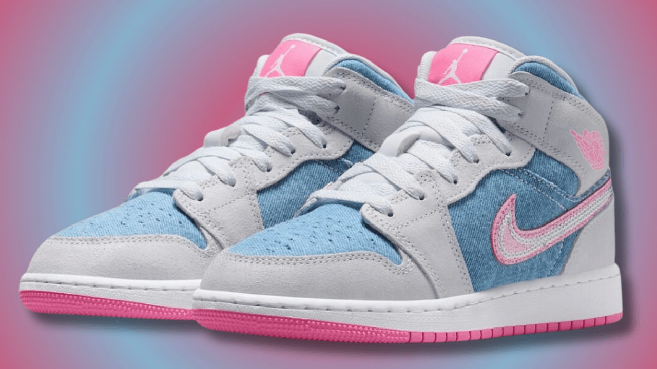 靴 NIKE GS AIR JORDAN 1 MID Composition Nike Air Jordan 1 Retro Mid Composition Notebook Orange Volt