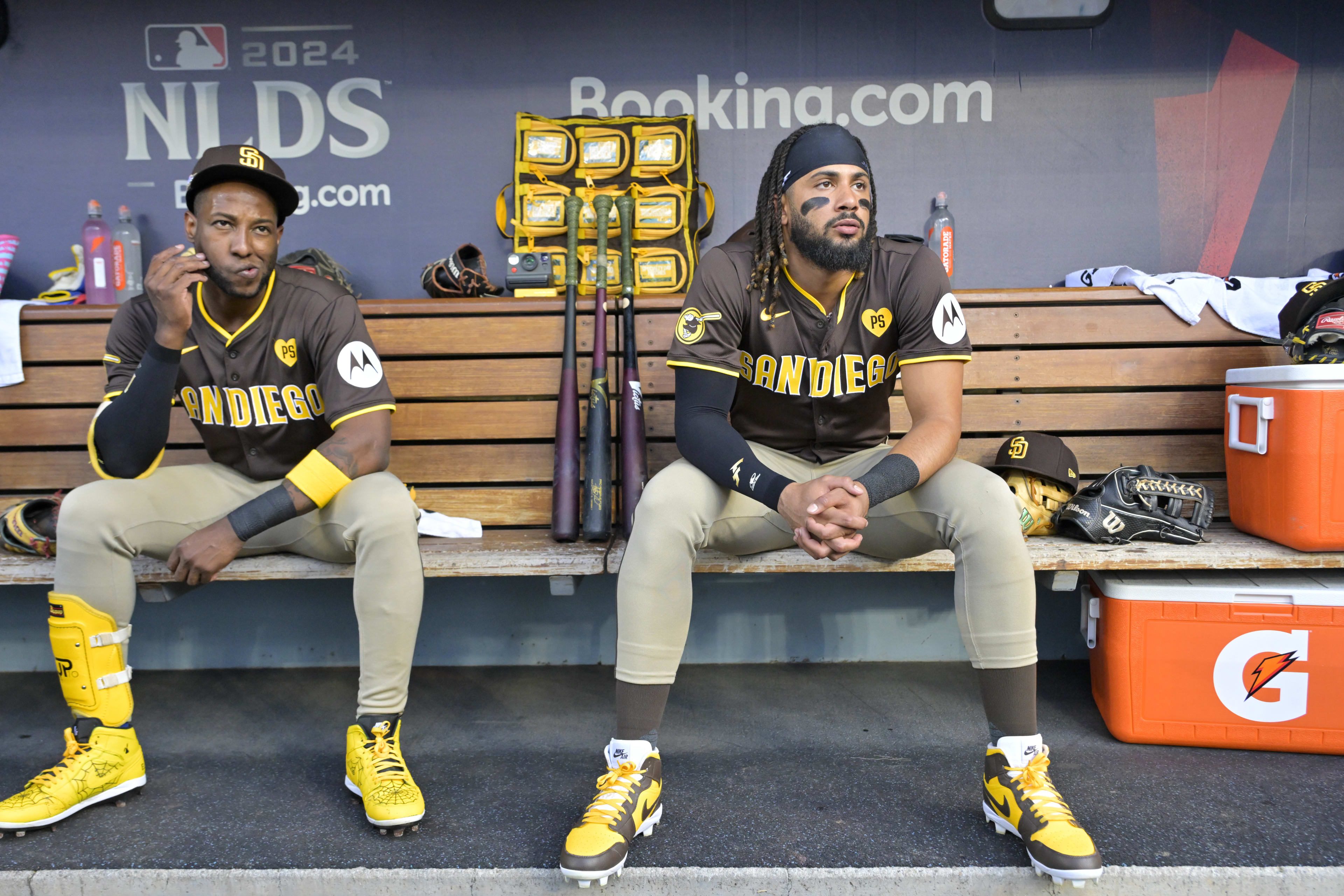 San Diego Padres teammates Jurickson Profar and Fernando Tatis Jr. in 2024