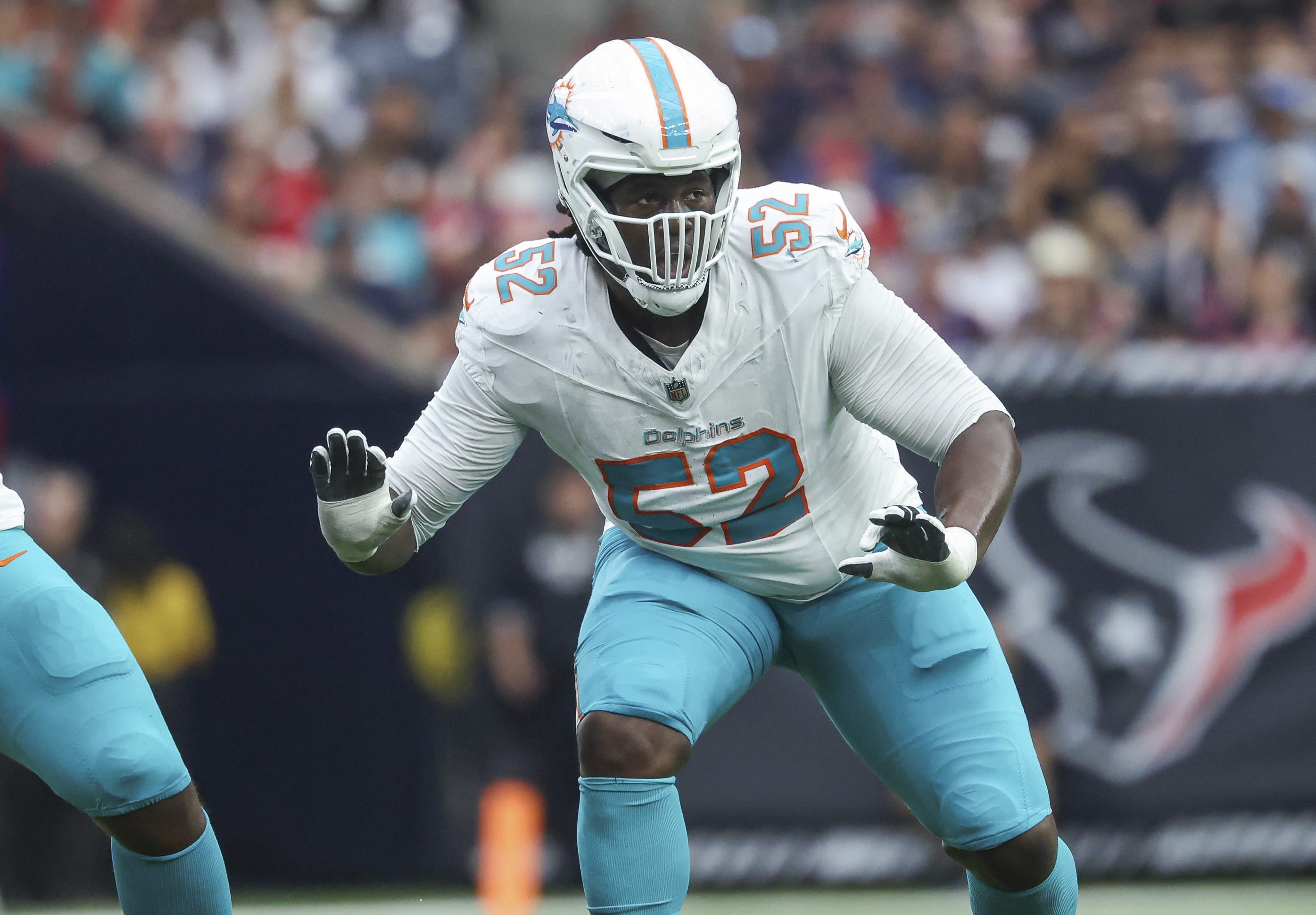 Miami Dolphins offensive tackle Patrick Paul (52) in action during the game against the Houston Texans at NRG Stadium.