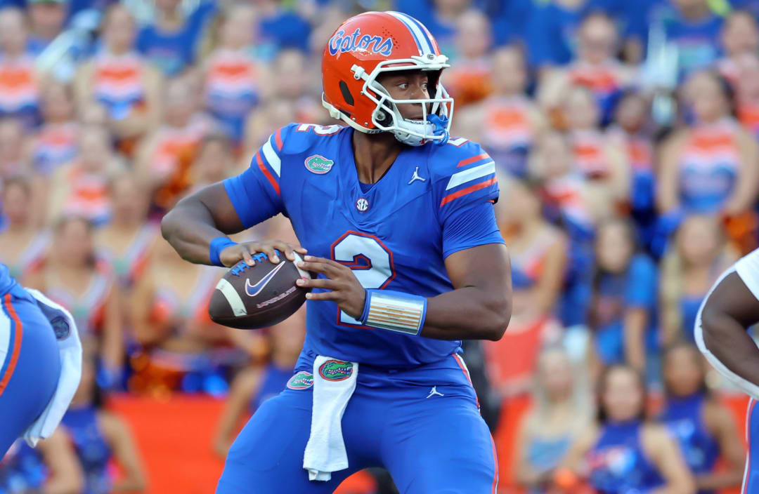 Florida Gators quarterback DJ Lagway preparing to throw a football