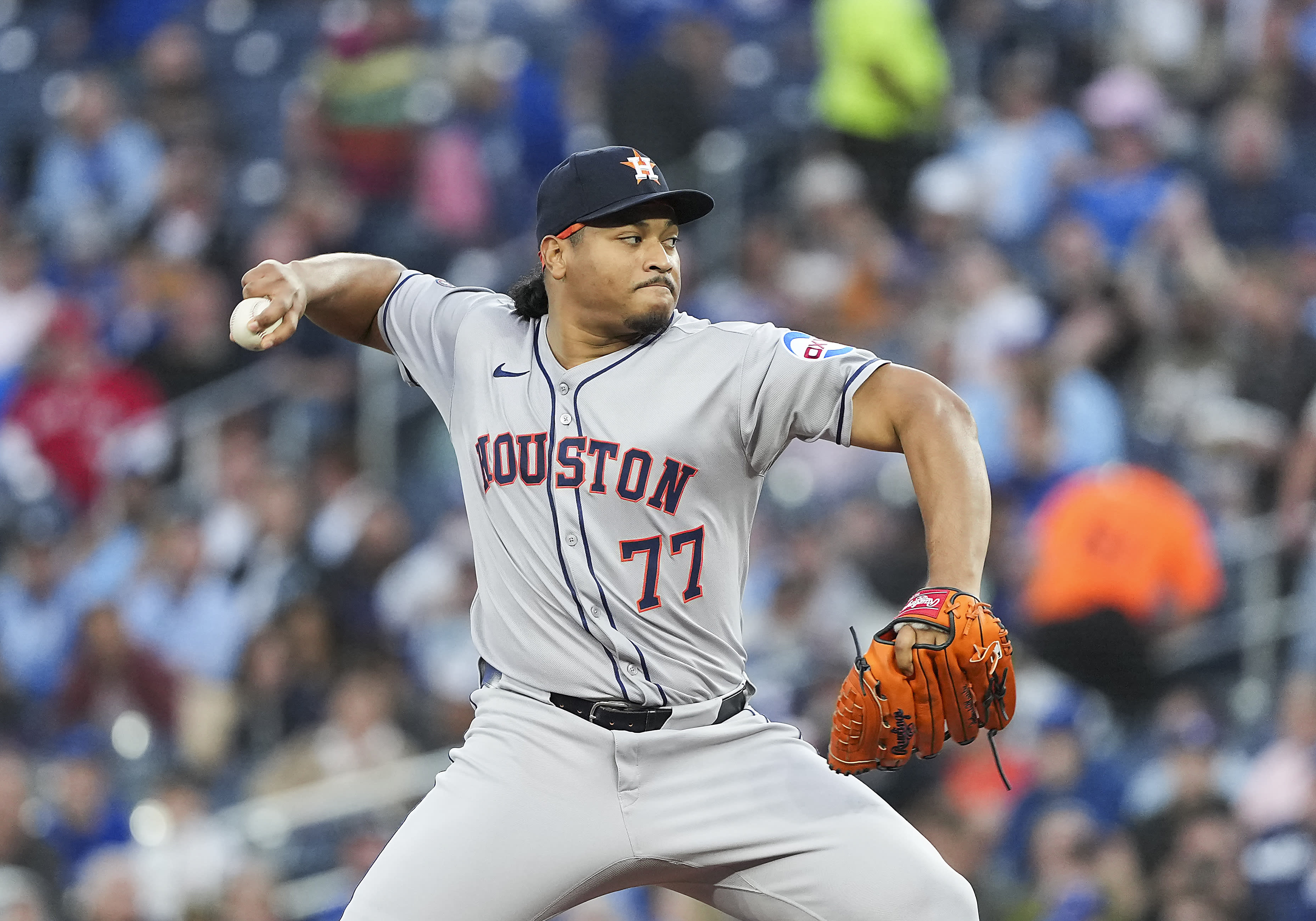 Houston Astros starting pitcher Luis Garcia (77)