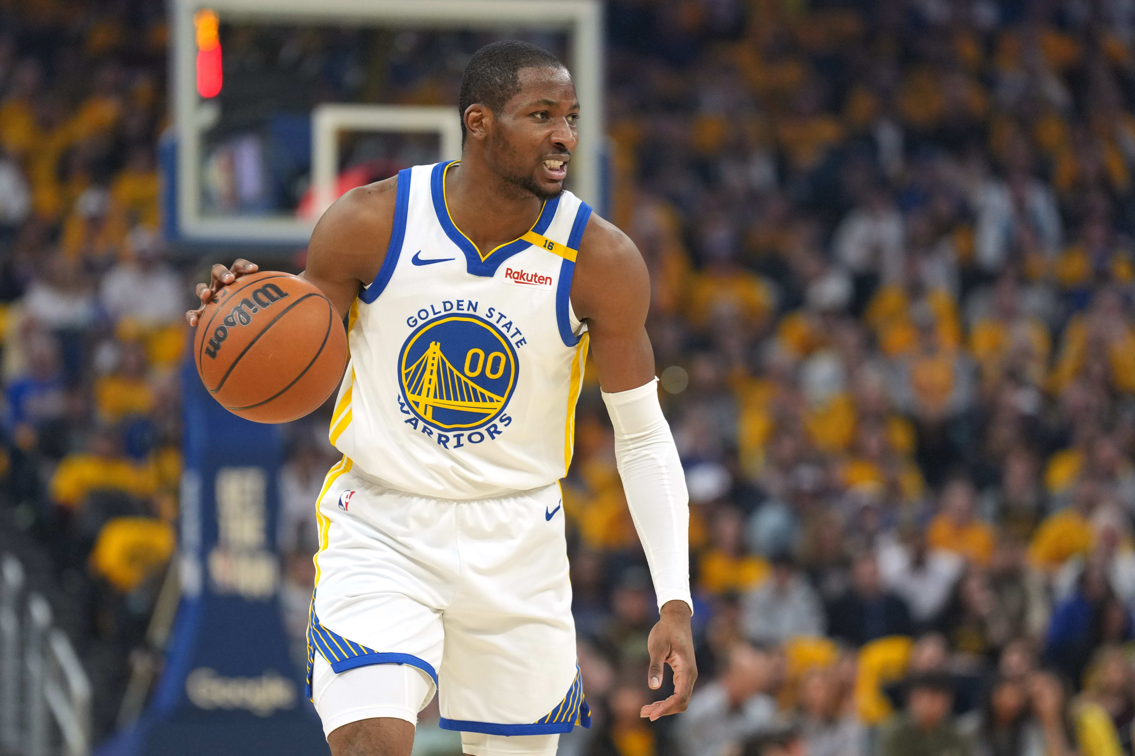 Golden State Warriors Jonathan Kuminga, who is in limbo with the team as of late.
