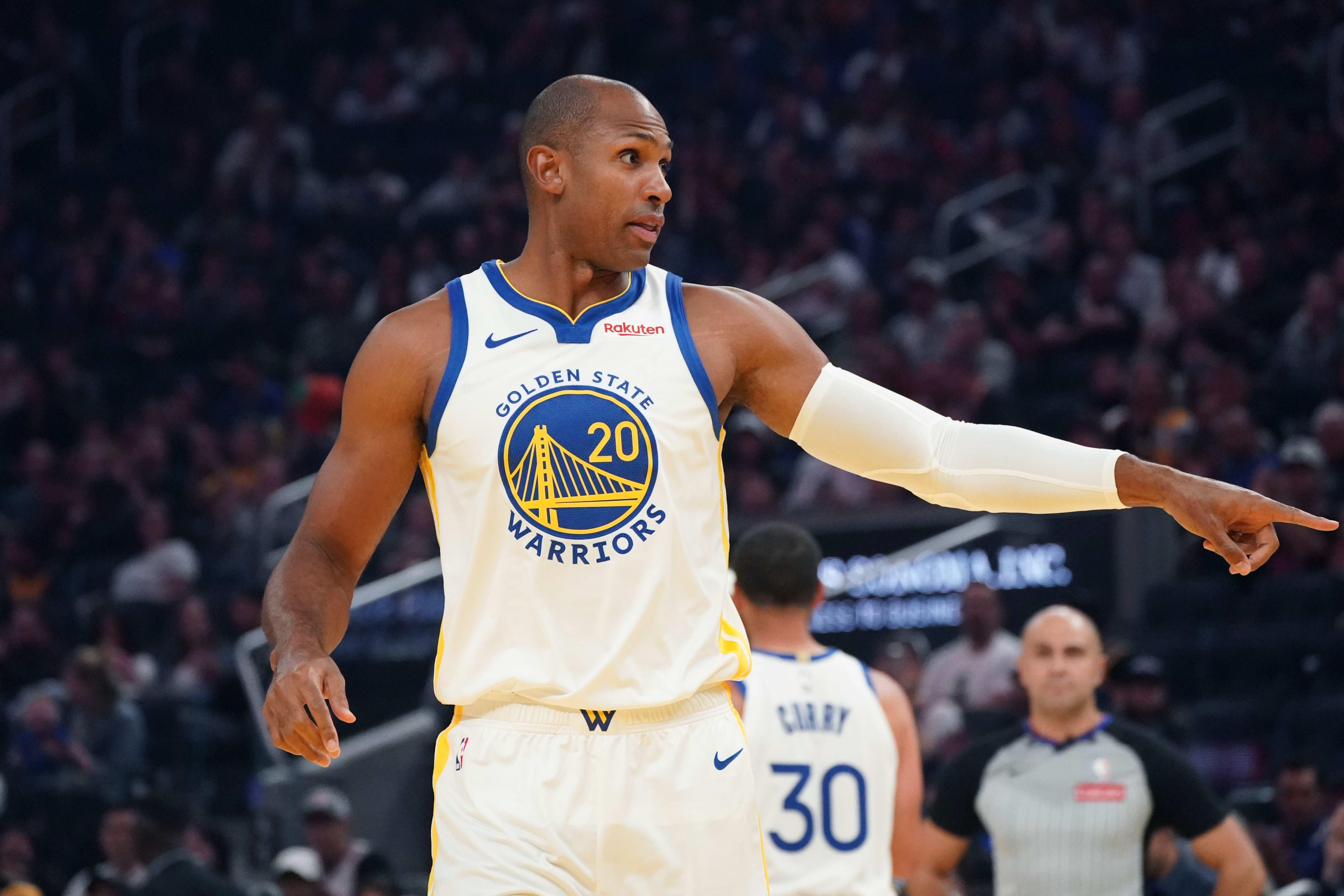 Golden State Warriors big man Al Horford during the preseason game against the LA Lakers.