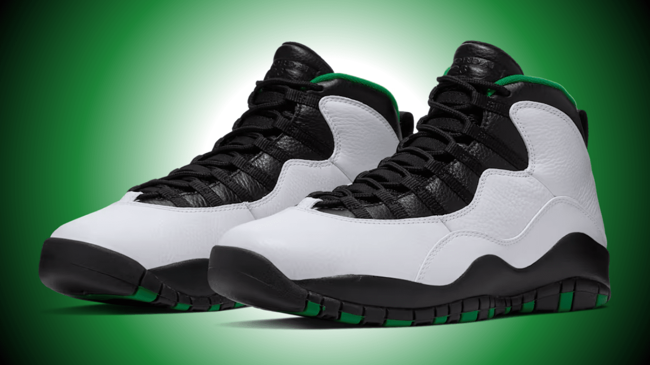 black and green jordans 10