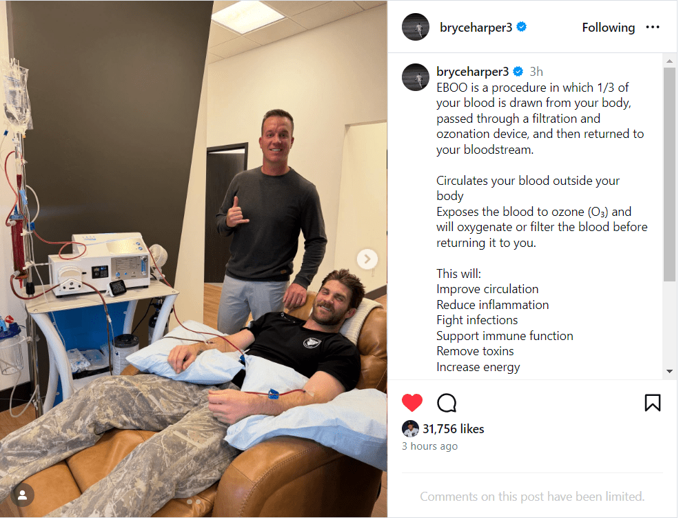 Philadelphia Phillies first baseman Bryce Harper's Instagram Post on Dec. 5, 2025