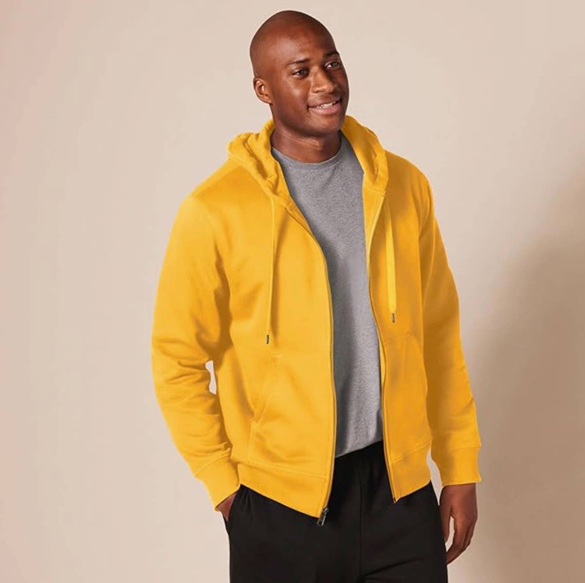 Yasumond Men's Zip Up Sherpa Lined Hoodie – Heavy Fleece Full Zipper Sweatshirt In Yellow, 3X-Large