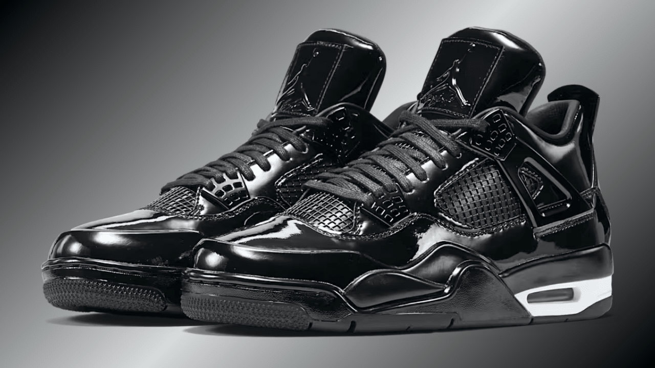 black patent leather jordan 4