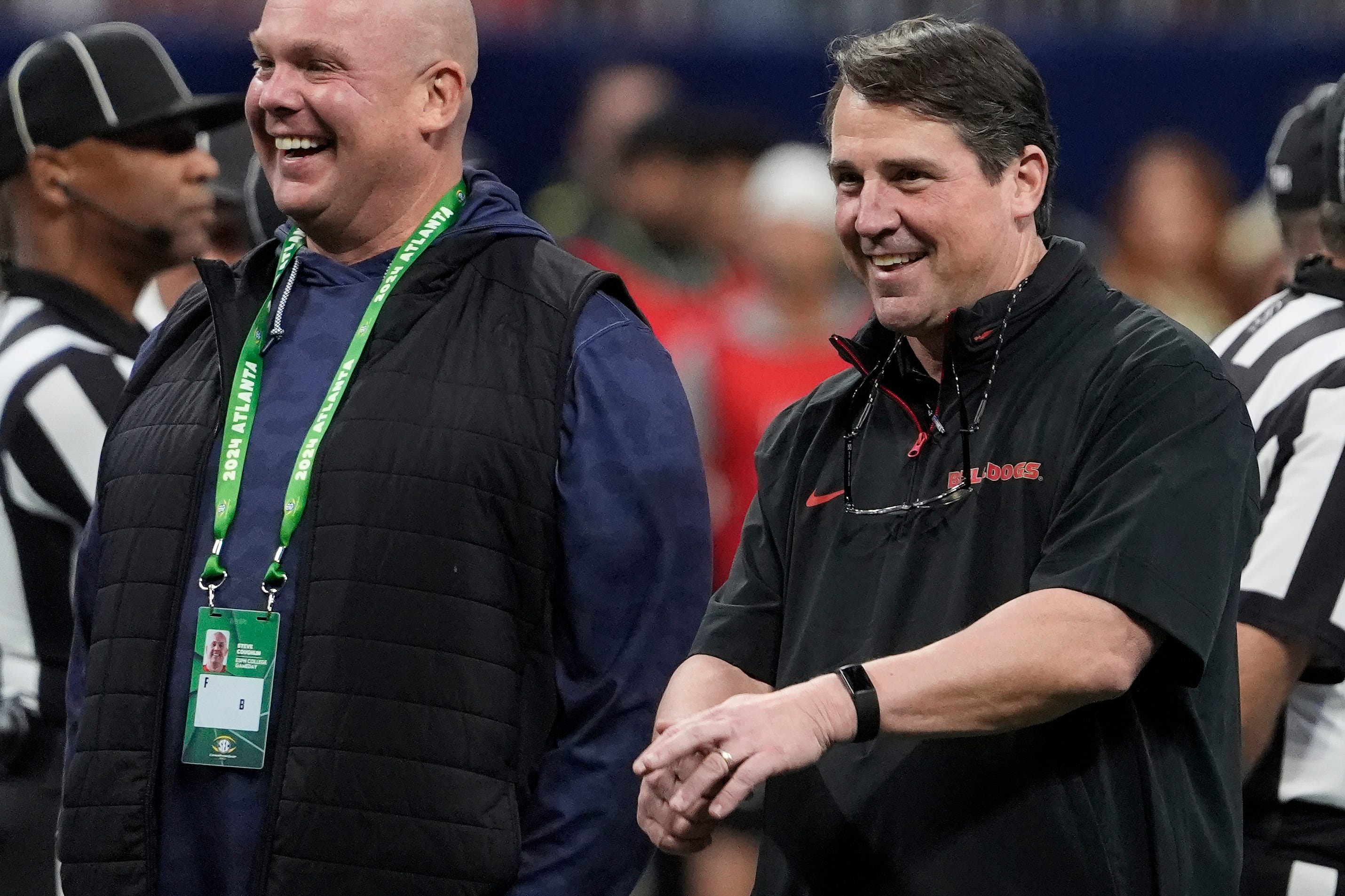 Former Georgia Co-Defensive Coordinator Will Muschamp looks on.