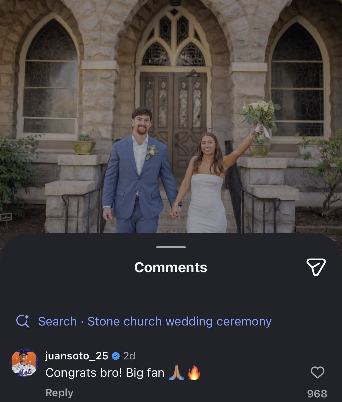 New York Mets outfielder Juan Soto comments under teammate Nolan McLean’s Instagram post on Jan. 17, 2026
