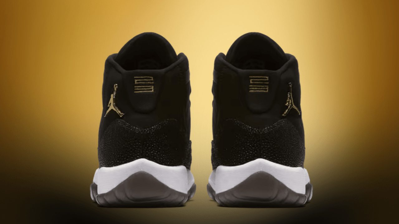 black and gold jordan 11 heiress